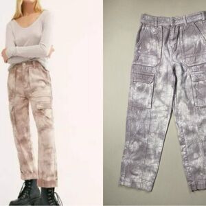 We The Free Cargo Pants with lavender tie dye pattern